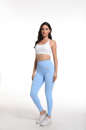 Leggings with Large Logo Women Sky blue/Pink